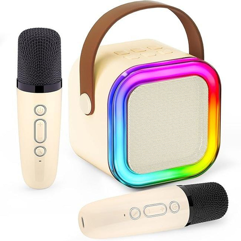 Mini Karaoke Machine for Kids Girls Boys - Birthday Gifts for Ages 4 5 6 7 8+ Year Old - 2025 New Est - Portable Bluetooth Speaker with 2 Wireless Microphone - Kids' Instrument Accessories
