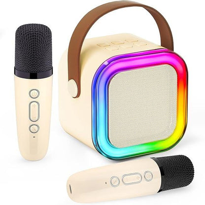 Mini Karaoke Machine for Kids Girls Boys - Birthday Gifts for Ages 4 5 6 7 8+ Year Old - 2025 New Est - Portable Bluetooth Speaker with 2 Wireless Microphone - Kids' Instrument Accessories