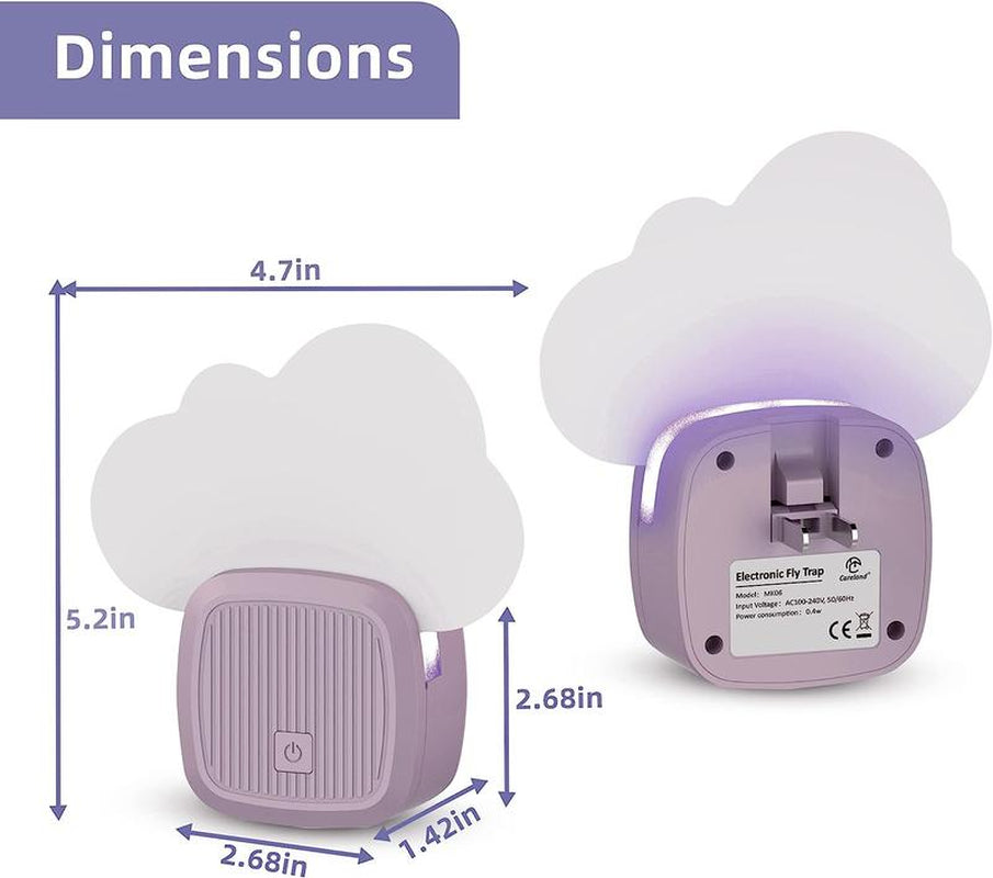 Careland Electronic Flying Insect Trap Plug In, Flea Mosquito Fly Trap for Home Office, Gnat Moth Bug Catcher with Night Light UV Attractant and Sticky Boards