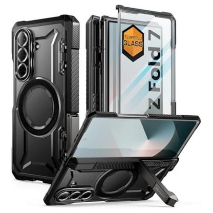 SUPCASE for Samsung Galaxy Z Fold 7 Case with Kickstand (UB Grip), [Compatible with Magsafe] [Built-In Tempered Glass Screen Protector] [Hinge Coverage] Military-Grade Protection Phone Case, Tilt Support Magnetic Wireless