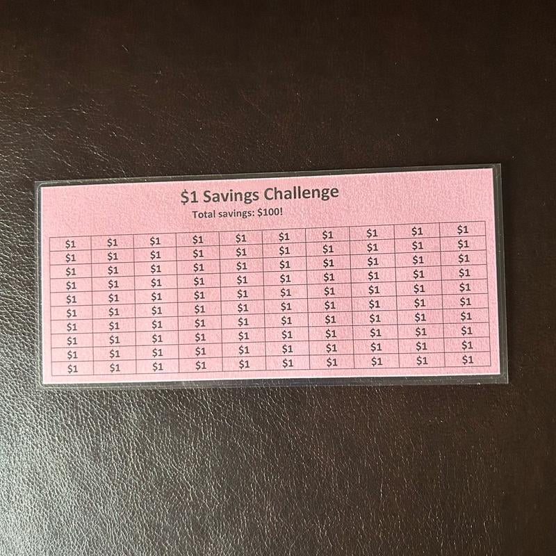 Laminated $1 Money Savings Challenge