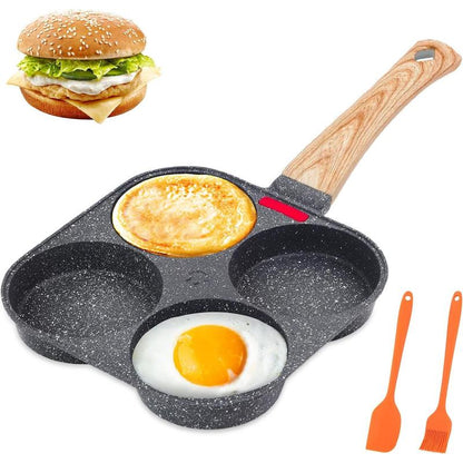 4-Cup Egg Pan Nonstick Healthy Aluminum Omelette Breakfast Skillet for Fried Eggs Cooker Pancakes Suitable Gas Stove &Amp; Induction Cookware