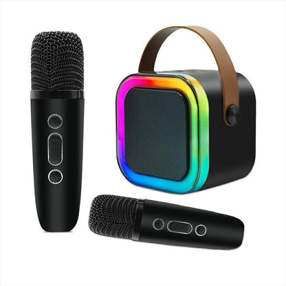 Mini Karaoke Machine with Microphone Sound System, Portable Karaoke Machine with 2 Wireless Microphones, Birthday Gifts for Girls and Children Aged 4-12, Family Gatherings