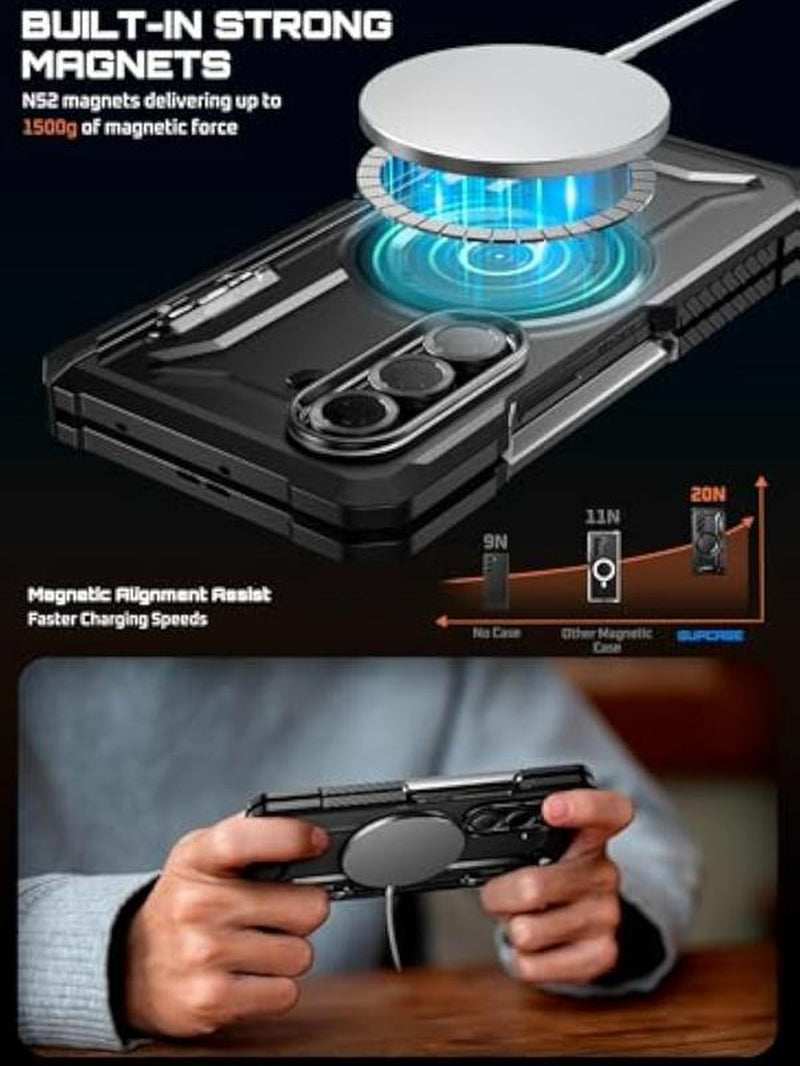 SUPCASE for Samsung Galaxy Z Fold 7 Case with Kickstand (UB Grip), [Compatible with Magsafe] [Built-In Tempered Glass Screen Protector] [Hinge Coverage] Military-Grade Protection Phone Case, Tilt Support Magnetic Wireless