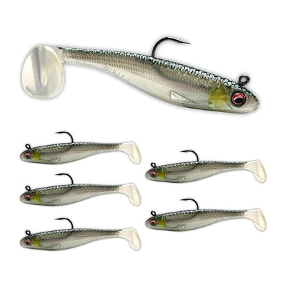 USA BASS TACKLE Patriot Shad Premium Paddle Tail Swimbait Bass Fishing Lure with Realistic 3D Eye & Detailed Design for Freshwater & Saltwater Angling