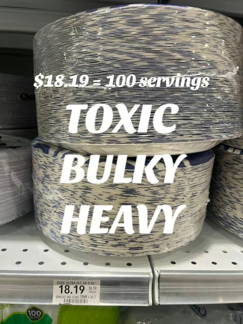 Peel Plate [2-Pack] 30 Servings [9.5In X 9.5In] 15 Servings per Plate - Fully Soakproof, Compostable & Microwavable