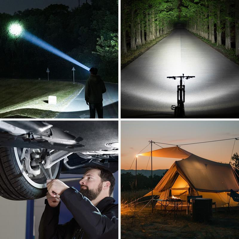 Rechargeable Strong Flashlights High Lumens Bright LED Flashlight Compact Handheld Aluminum Alloy Body Flash Light with 4 Light Modes for Home and Outdoor Use