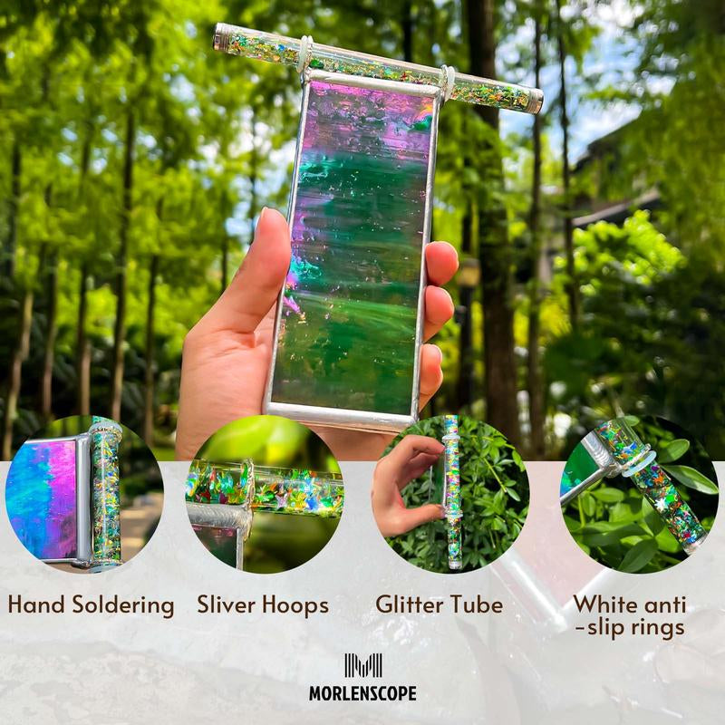 Morlenscope 6" Seagrass Kaleidoscope for Adults - with 2 Pieces 6" Glitter Wand,Handmade Tiffany Stained Glass Kaleidoscope,Classy Gift Box,Special Birthday Gift,Anniversary Wedding Gift