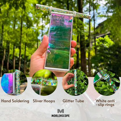 Morlenscope 6" Seagrass Kaleidoscope for Adults - with 2 Pieces 6" Glitter Wand,Handmade Tiffany Stained Glass Kaleidoscope,Classy Gift Box,Special Birthday Gift,Anniversary Wedding Gift