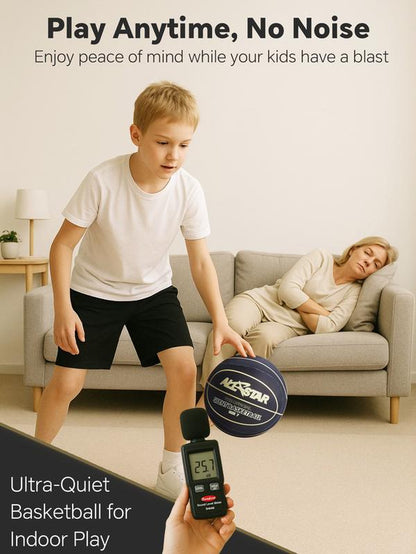 Silent Indoor Basketball with Colorful Fabric-Covered, No Inflation Needed, Noise-Free, Not Vacuum Compressed, High Bounce, Safe for Kids & Adults, Perfect for Home Training & Father'S Day Parent-Child Gift