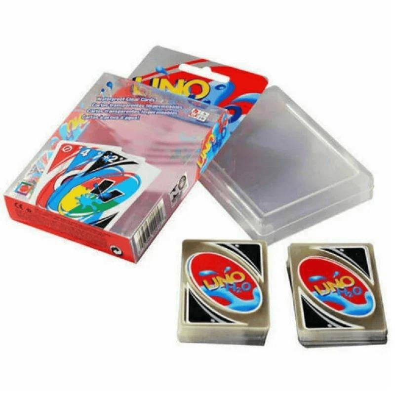 UNO H2O Game Card Game Waterproof Pressure Resistant Transparent PVC Plastic Playing Cards Halloween Birthday Gift, for Friends, Family