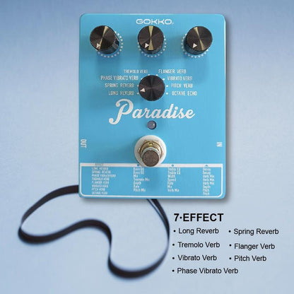 #Fathersdaygifts GOKKO Versatile Reverb Mini Amp Portable Music Audio Guitar Effects FX Amplifier – Paradise Multi-Reverb Pedal with 8 Reverb Effects, EQ & Modulation Controls | Versatile Sound Shaping for Guitar & Bass | 9V DC Power Supply