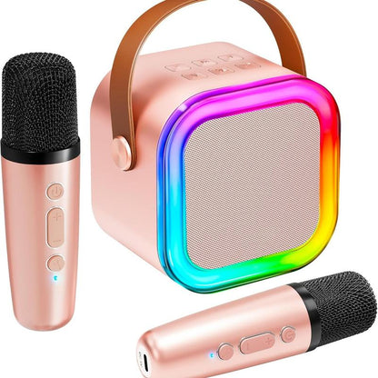 Mini Karaoke Machine for Kids Girls Boys - Birthday Gifts for Ages 4 5 6 7 8+ Year Old - 2025 New Est - Portable Bluetooth Speaker with 2 Wireless Microphone - Kids' Instrument Accessories