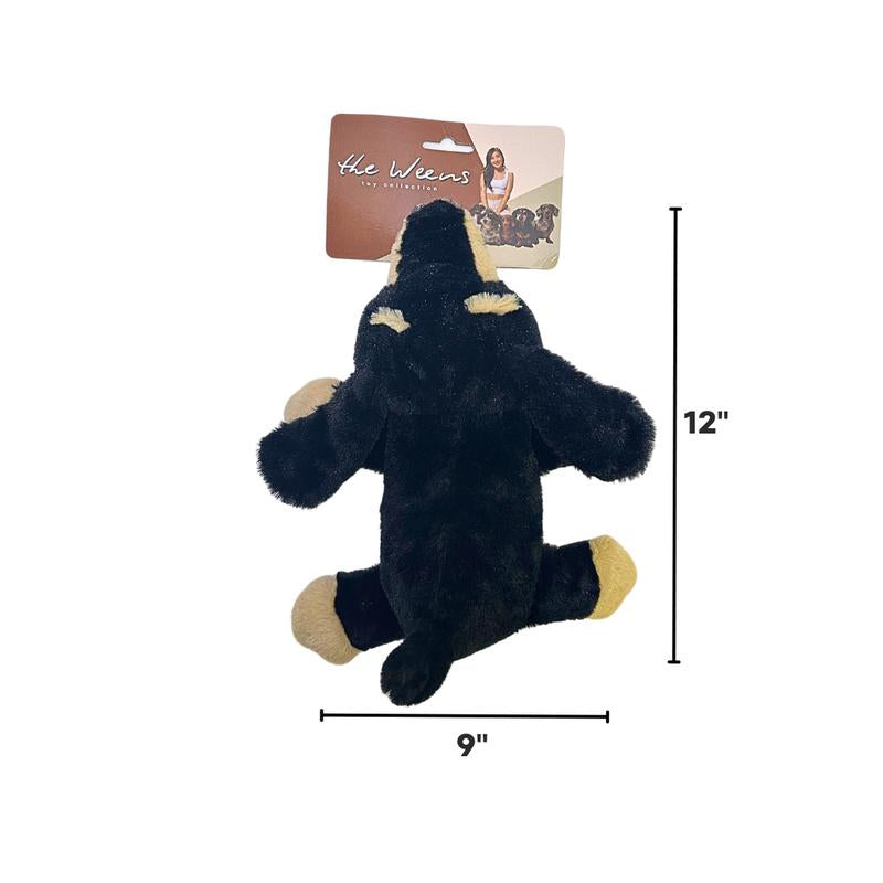 Sleeping Booties - the Weens X Patchwork Pet - Super Soft Plush Dog Toy, Squeaky, Crinkly Sound, Dachshund Plushie - 12"