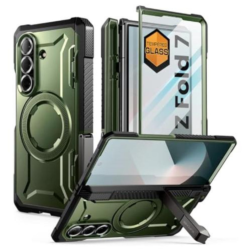 SUPCASE for Samsung Galaxy Z Fold 7 Case with Kickstand (UB Grip), [Compatible with Magsafe] [Built-In Tempered Glass Screen Protector] [Hinge Coverage] Military-Grade Protection Phone Case, Tilt Support Magnetic Wireless