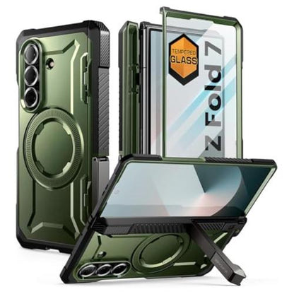 SUPCASE for Samsung Galaxy Z Fold 7 Case with Kickstand (UB Grip), [Compatible with Magsafe] [Built-In Tempered Glass Screen Protector] [Hinge Coverage] Military-Grade Protection Phone Case, Tilt Support Magnetic Wireless