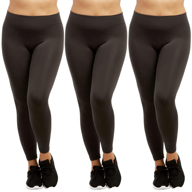 3 Pack Women' Fleece Leggings plus Size High Waist Seamless No See-Through Workout Running Yoga Pants Tummy Control Warm Spring Fall Winter Activewear