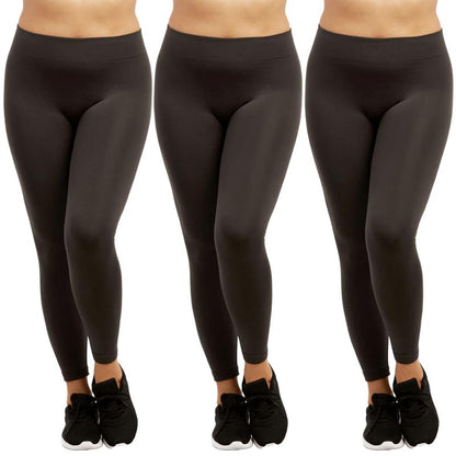 3 Pack Women' Fleece Leggings plus Size High Waist Seamless No See-Through Workout Running Yoga Pants Tummy Control Warm Spring Fall Winter Activewear