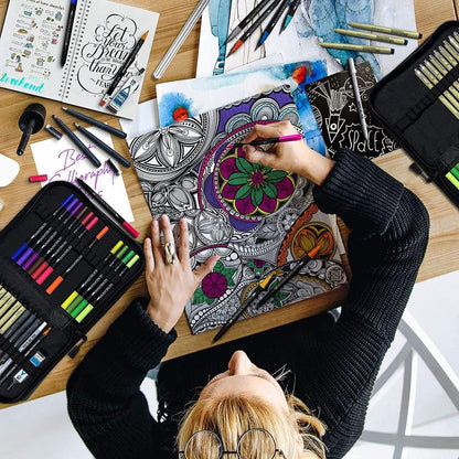 Fine Point Pen and Brush Pens Dual Tip Markers Set - 36 Pieces Art Supplies