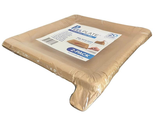 Peel Plate [2-Pack] 30 Servings [9.5In X 9.5In] 15 Servings per Plate - Fully Soakproof, Compostable & Microwavable