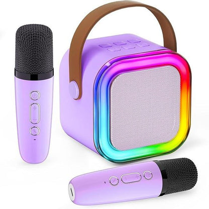 Mini Karaoke Machine for Kids Girls Boys - Birthday Gifts for Ages 4 5 6 7 8+ Year Old - 2025 New Est - Portable Bluetooth Speaker with 2 Wireless Microphone - Kids' Instrument Accessories