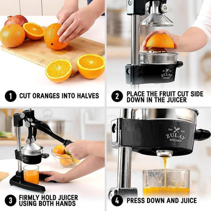 Zulay Kitchen Professional Heavy-Duty Cast Iron Citrus Juicer - 5-Inch Bowl, Durable Design for Maximum Juice Extraction, Easy to Clean & Safe to Use, Lifetime Warranty - Fruit