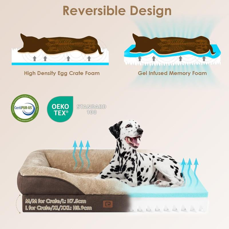EHEYCIGA Orthopedic Dog Sofa with Removable Cover, Waterproof Liner, Washable Bolster, Dog Bed & Sofa for Large Dogs ,Dog Furniture, Dog Bed Pet Bed