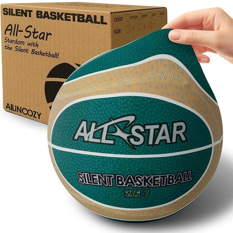 Silent Indoor Basketball with Colorful Fabric-Covered, No Inflation Needed, Noise-Free, Not Vacuum Compressed, High Bounce, Safe for Kids & Adults, Perfect for Home Training & Father'S Day Parent-Child Gift