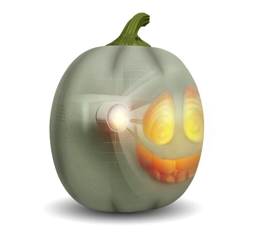 ANIMAT3D Jabberin' Jack Motion Sensor 12 Inch XL Talking Animated White Pumpkin with Built in Video Projector, Speaker and Motion Sensor Includes 80 Minutes of Content