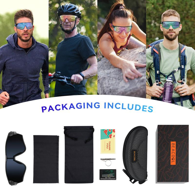 BEACOOL Polarized Sports Sunglasses for Men Women Youth Baseball Fishing Cycling Running Hiking Motorcycle Tac Glasses UV400 Sports Goggles