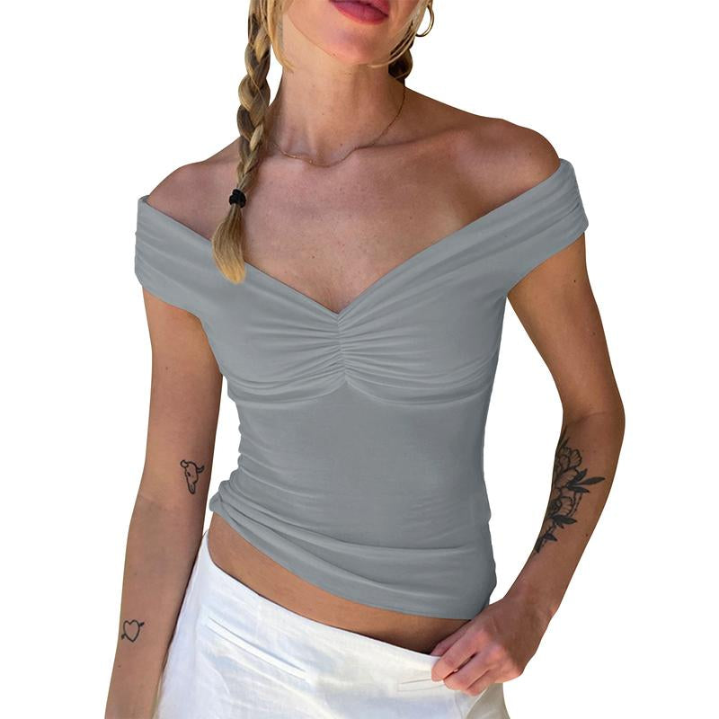 Womens off the Shoulder Top Sleeveless Backless Going Out Crop Tops Sexy V Neck Slim Fit Bustier Shirts Y2K Clothing Shape Fits
