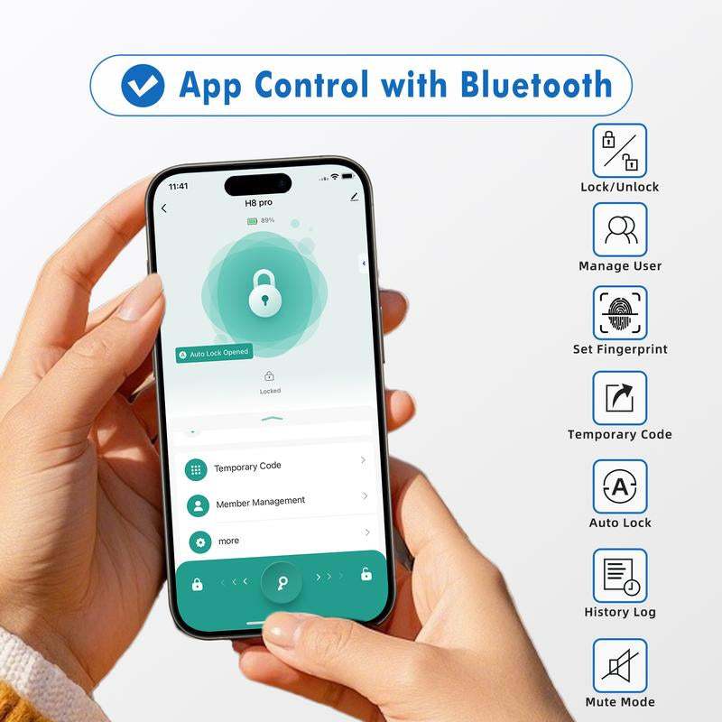 Biometric Fingerprint Door Lock Smart Keyless Entry Door Knob with Keypad for Bedroom Home Hotel Office Apartment Black with App Control