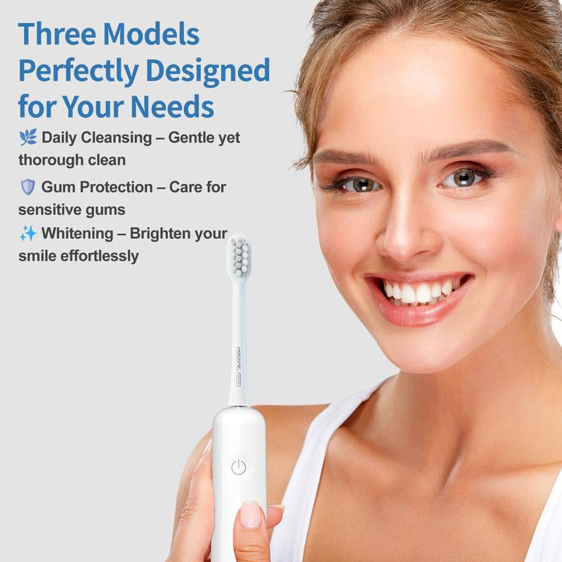 Reisonic Sonic-Sweep Oscillating Electric Toothbrush, Oscillation & Vibration, IPX7 Waterproof,45-Day Battery Electric Toothbrush Whitening, Gum Care & Plaque Removal for Adults with 3 Brush Head