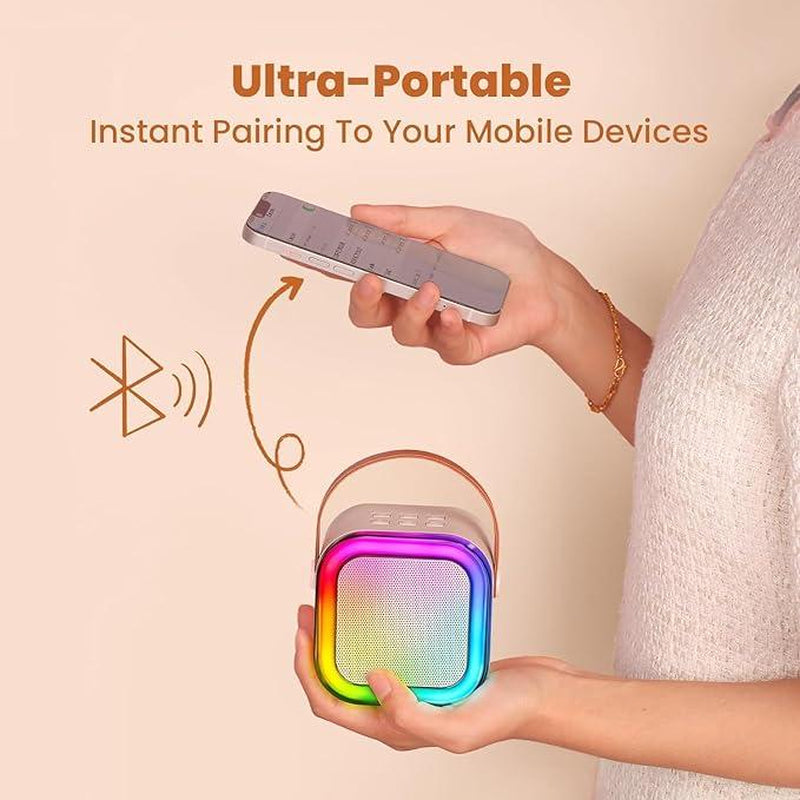 Mini Karaoke Machine for Kids Girls Boys - Birthday Gifts for Ages 4 5 6 7 8+ Year Old - 2025 New Est - Portable Bluetooth Speaker with 2 Wireless Microphone - Kids' Instrument Accessories