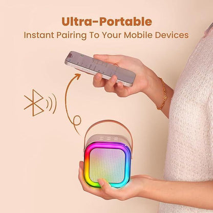 Mini Karaoke Machine for Kids Girls Boys - Birthday Gifts for Ages 4 5 6 7 8+ Year Old - 2025 New Est - Portable Bluetooth Speaker with 2 Wireless Microphone - Kids' Instrument Accessories