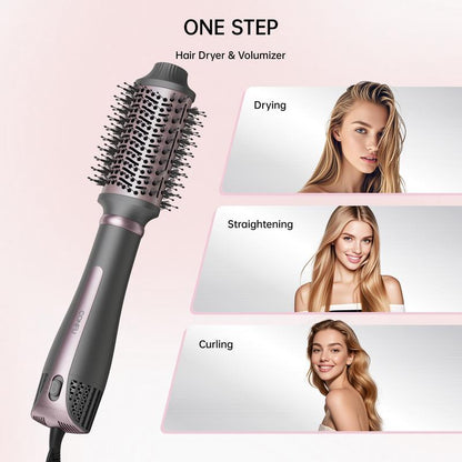 CONFU Thermal Brush Blow Dryer for Blowout Look, Heated Comb, Multifunctional Blow Dryer Brush Hot Air Brush Four in One with Oval Barrel Heated round Brush Makes Hair Smoother, Salon Quality Hair Dryer Wand, Travel Home Fast Heating Electric Hairstyling