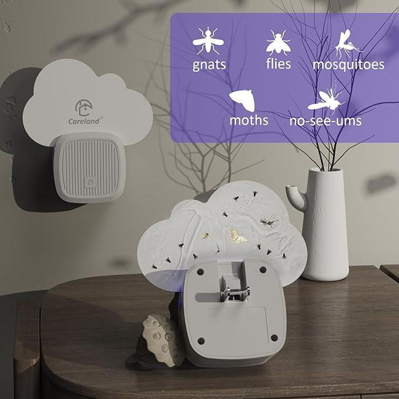 Careland Electronic Flying Insect Trap Plug In, Flea Mosquito Fly Trap for Home Office, Gnat Moth Bug Catcher with Night Light UV Attractant and Sticky Boards