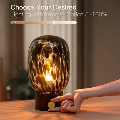 Onewish Vintage Stepless Dimmable Table Lamp with Edison Bulb - Translucent Murano Glass Nightstand Lights for Bedroom, Gift Idea for Any Time of Year.