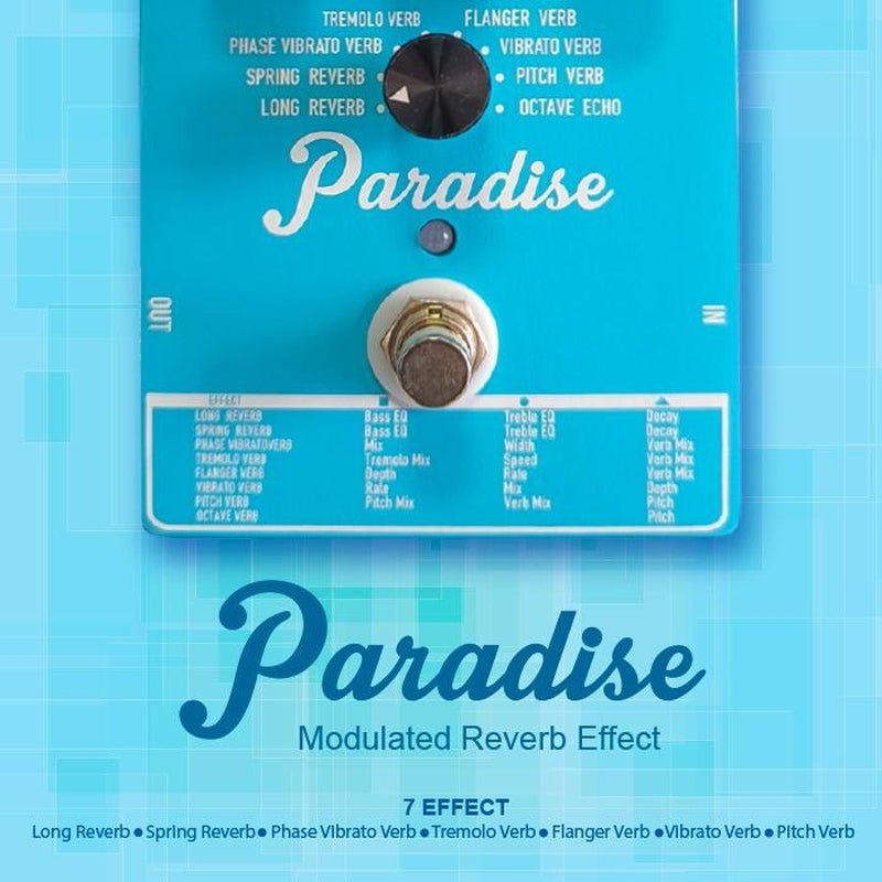 #Fathersdaygifts GOKKO Versatile Reverb Mini Amp Portable Music Audio Guitar Effects FX Amplifier – Paradise Multi-Reverb Pedal with 8 Reverb Effects, EQ & Modulation Controls | Versatile Sound Shaping for Guitar & Bass | 9V DC Power Supply