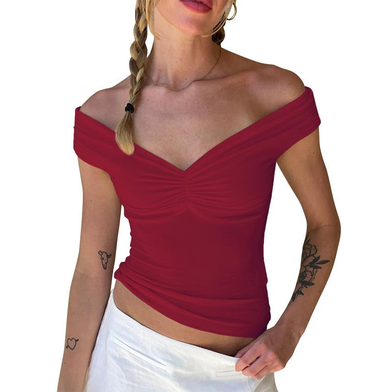 Womens off the Shoulder Top Sleeveless Backless Going Out Crop Tops Sexy V Neck Slim Fit Bustier Shirts Y2K Clothing Shape Fits