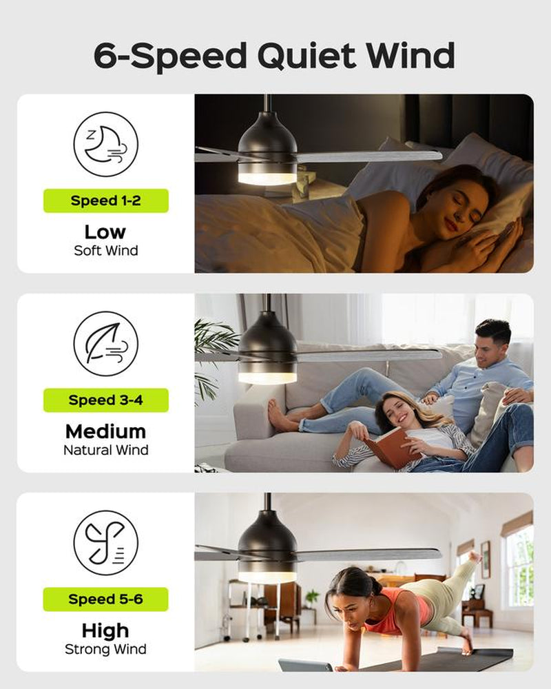 Black Ceiling Fan with Light Andremote & App Control, Indoor Outdoorceiling Fan Light with 8500 CFM 6-Speedstrong Wind, Dimmable Reversible Quiet Dcmoto Silent Socket Bulb Spotlight Modernfathersdaygift Lamp Cooling Fan Ceiling Fan #Tiktokshopbacktoschool