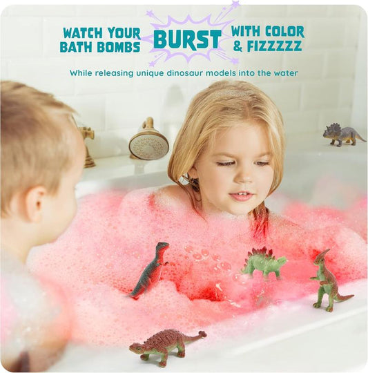 Dan&Darci Surprise Dinosaur Egg Kit - Kids Water Activity Toy with Dino Figures inside Bath Bombs Fun STEM Learning Game