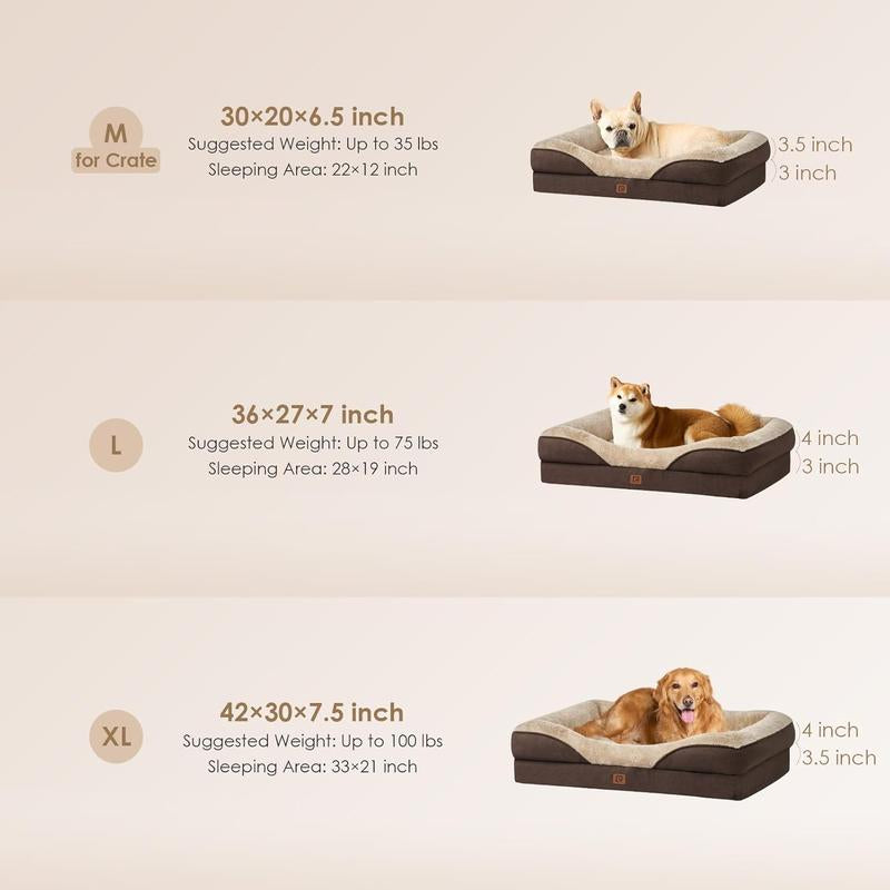 EHEYCIGA Orthopedic Dog Sofa with Removable Cover, Waterproof Liner, Washable Bolster, Dog Bed & Sofa for Large Dogs ,Dog Furniture, Dog Bed Pet Bed